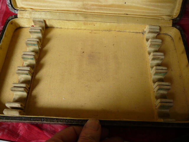 Series of 12 antique silver metal knives in their box
