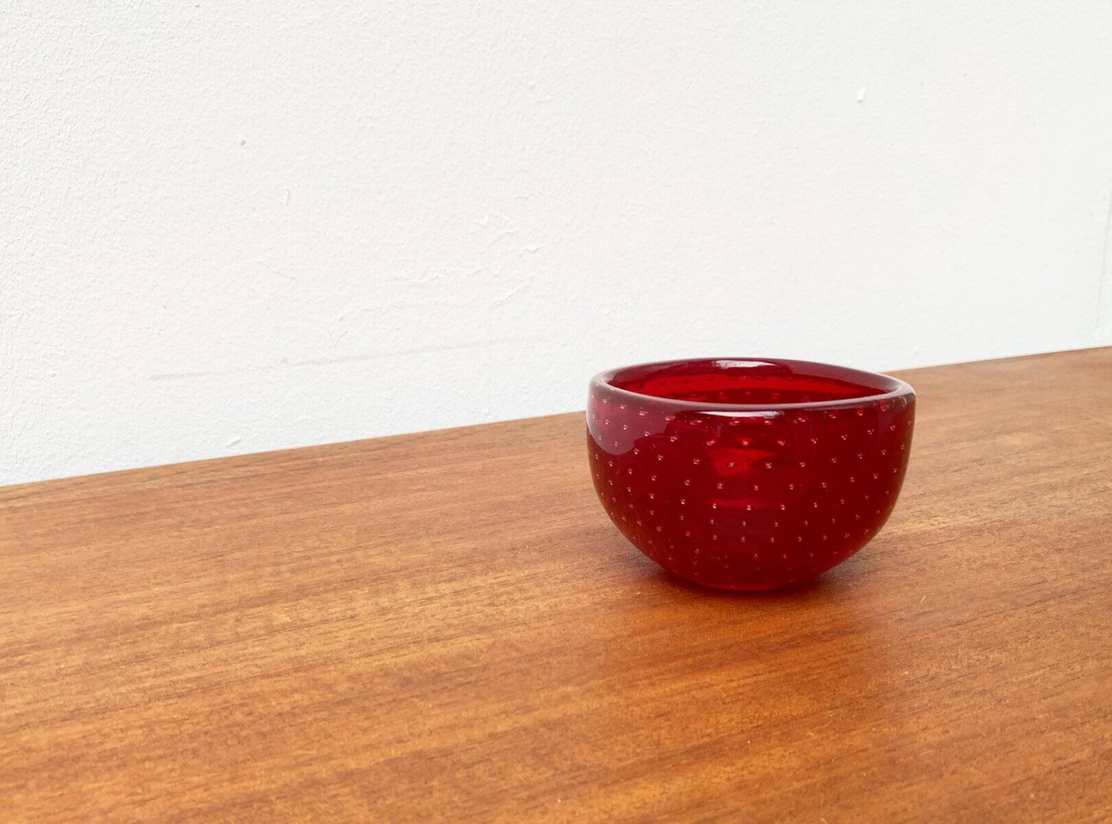 Bol vintage italien en verre Bullicante en forme de fraise, années 1970