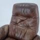 Midcentury Swivel Leather/Wood Armchair Göte Möbler Nässjö, Sweden, 1960s