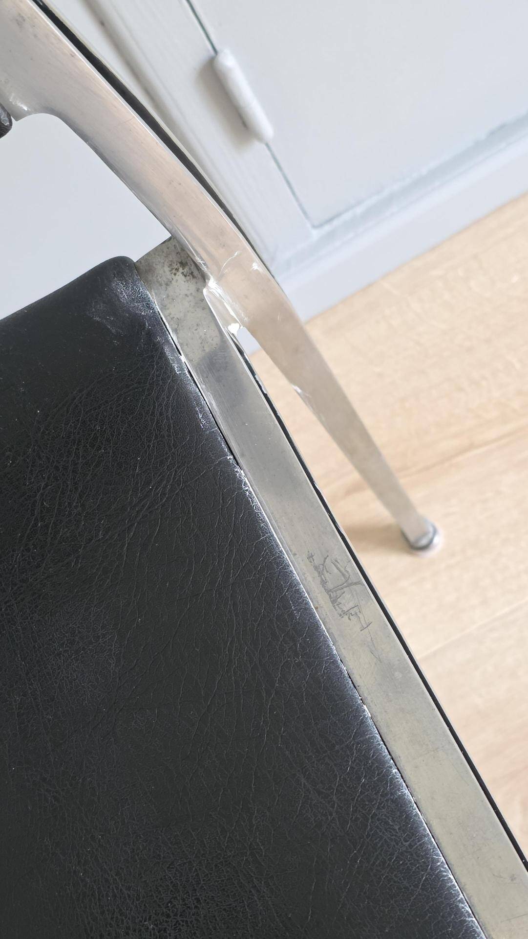 chair kusch+Co polished aluminium and skai