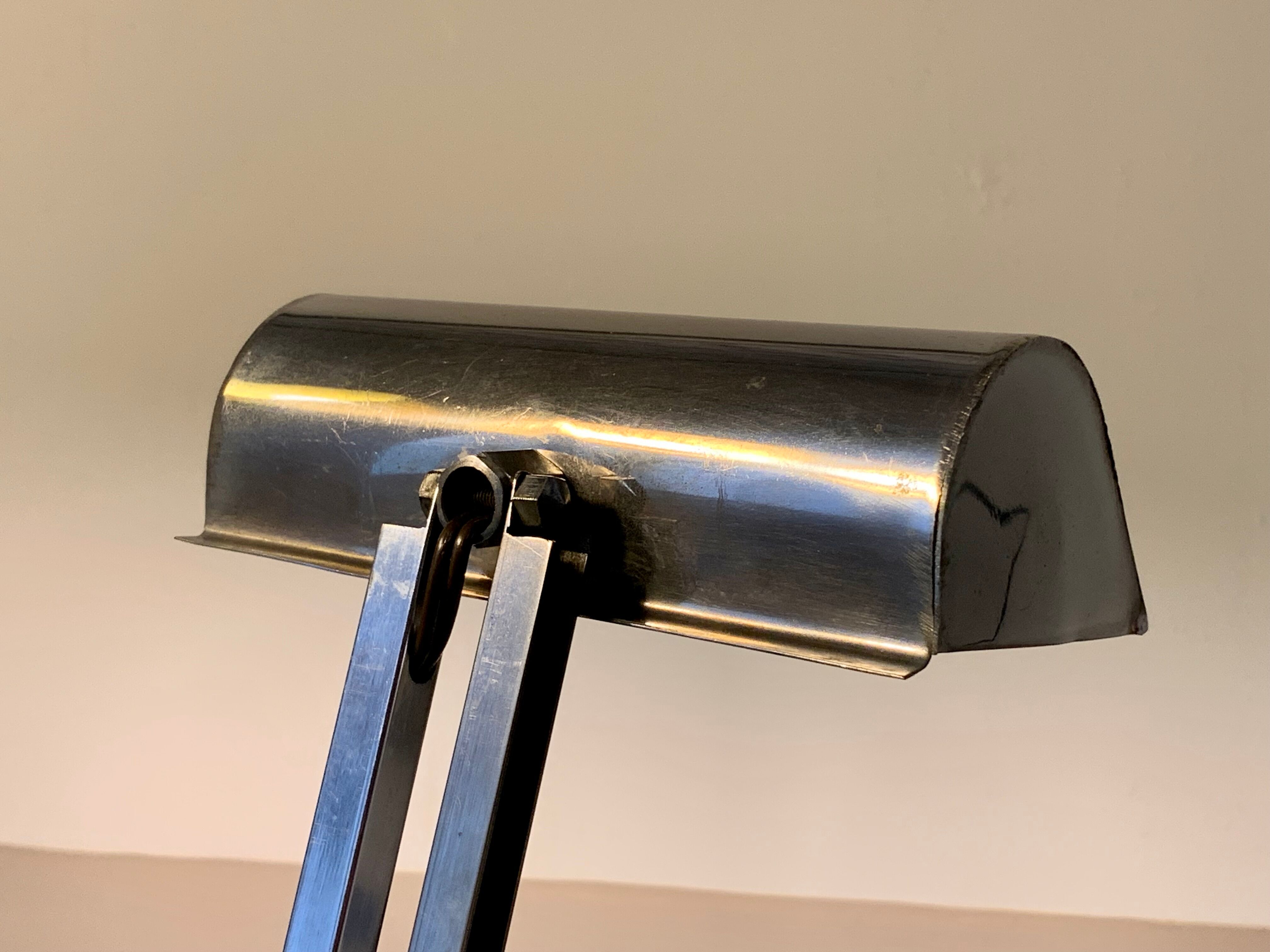 Art deco chrome and marble desk or bedside lamp