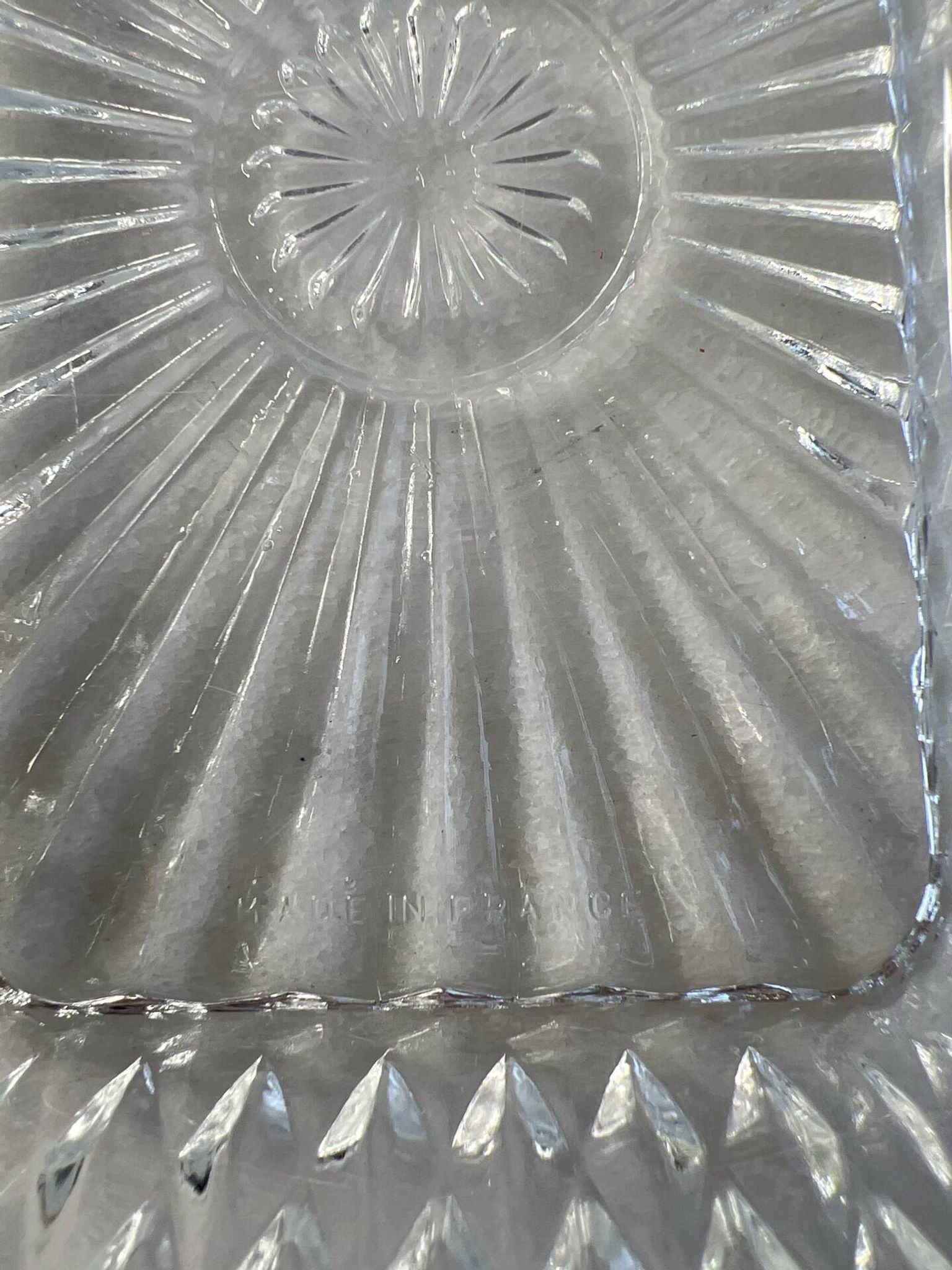 Rectangular cut glass dish 14.5x9.5cm