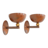 Vintage copper and brass wall candle holders