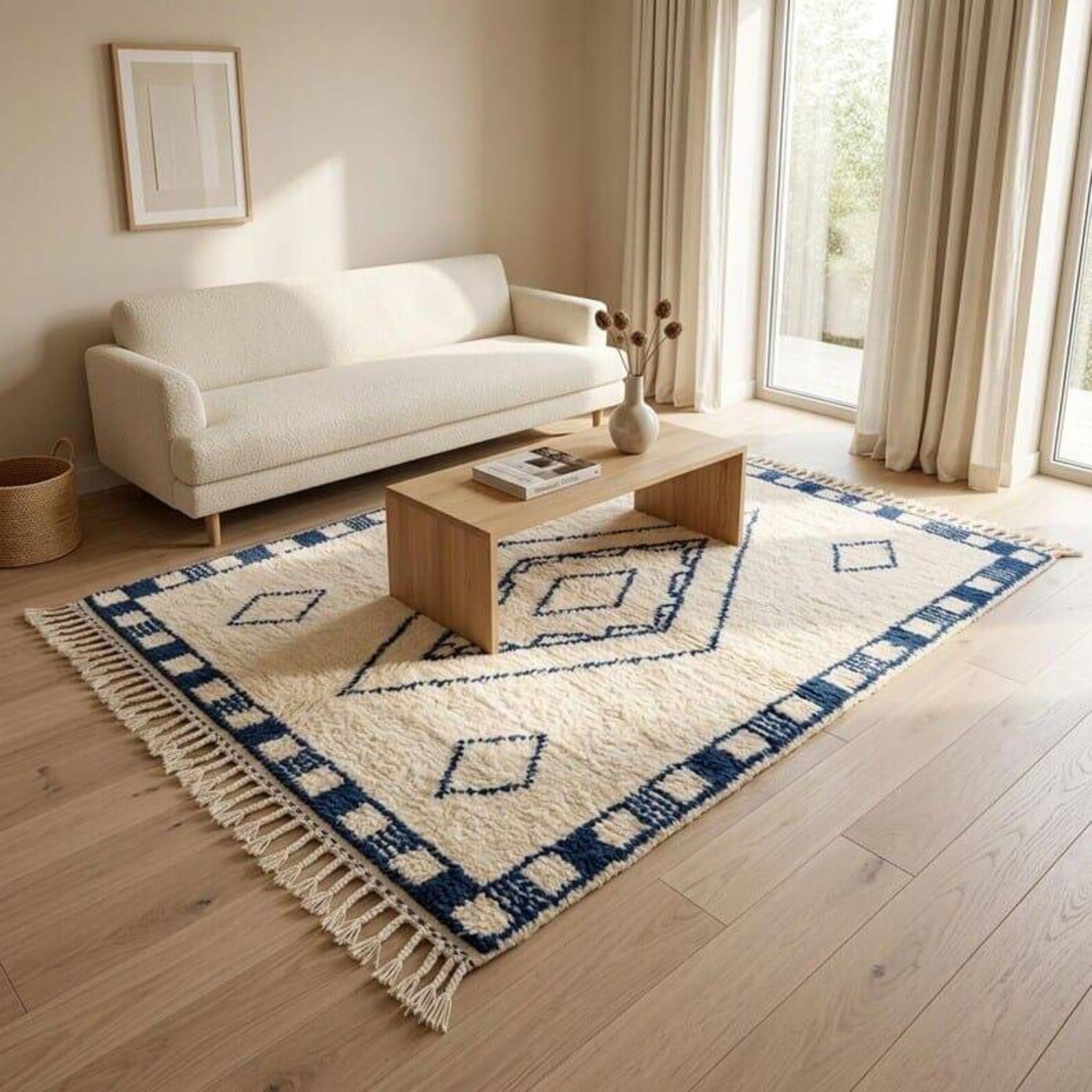 Tapis berbère d’atlas traditionnel artisanale avec magnifique design 2/3 m