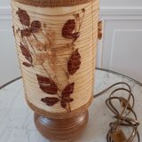 Sandstone lamp and lampshade in dried flowers 70s