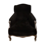Neo-baroque black velvet club armchair