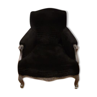 Fauteuil club néo-baroque velours noir