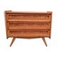 Commode vintage pied compas et rotin