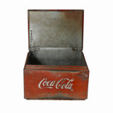 Glaciere metal cache-col coffre ancien vintage original inde
