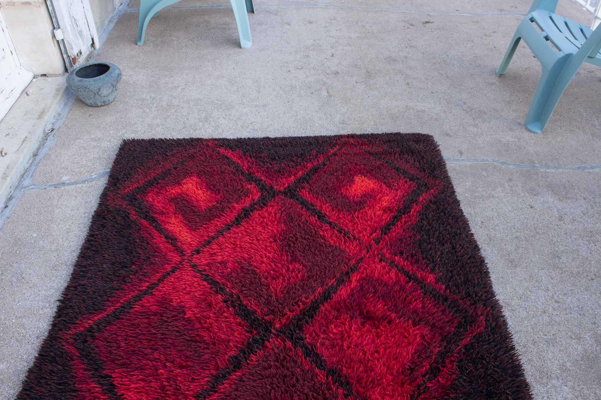 Scandinavian wool rug from Rya 70s.