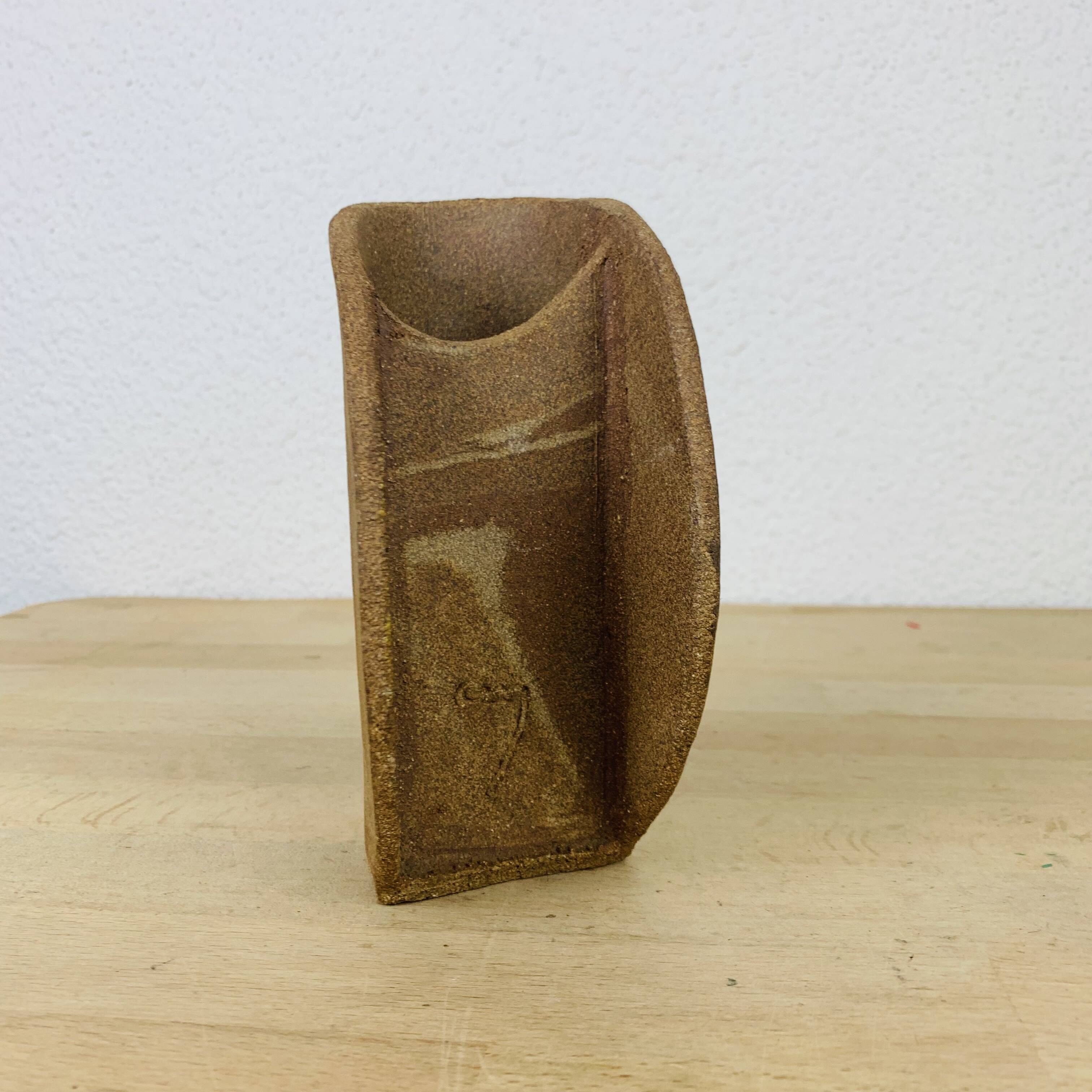 Vintage stoneware free-form vase