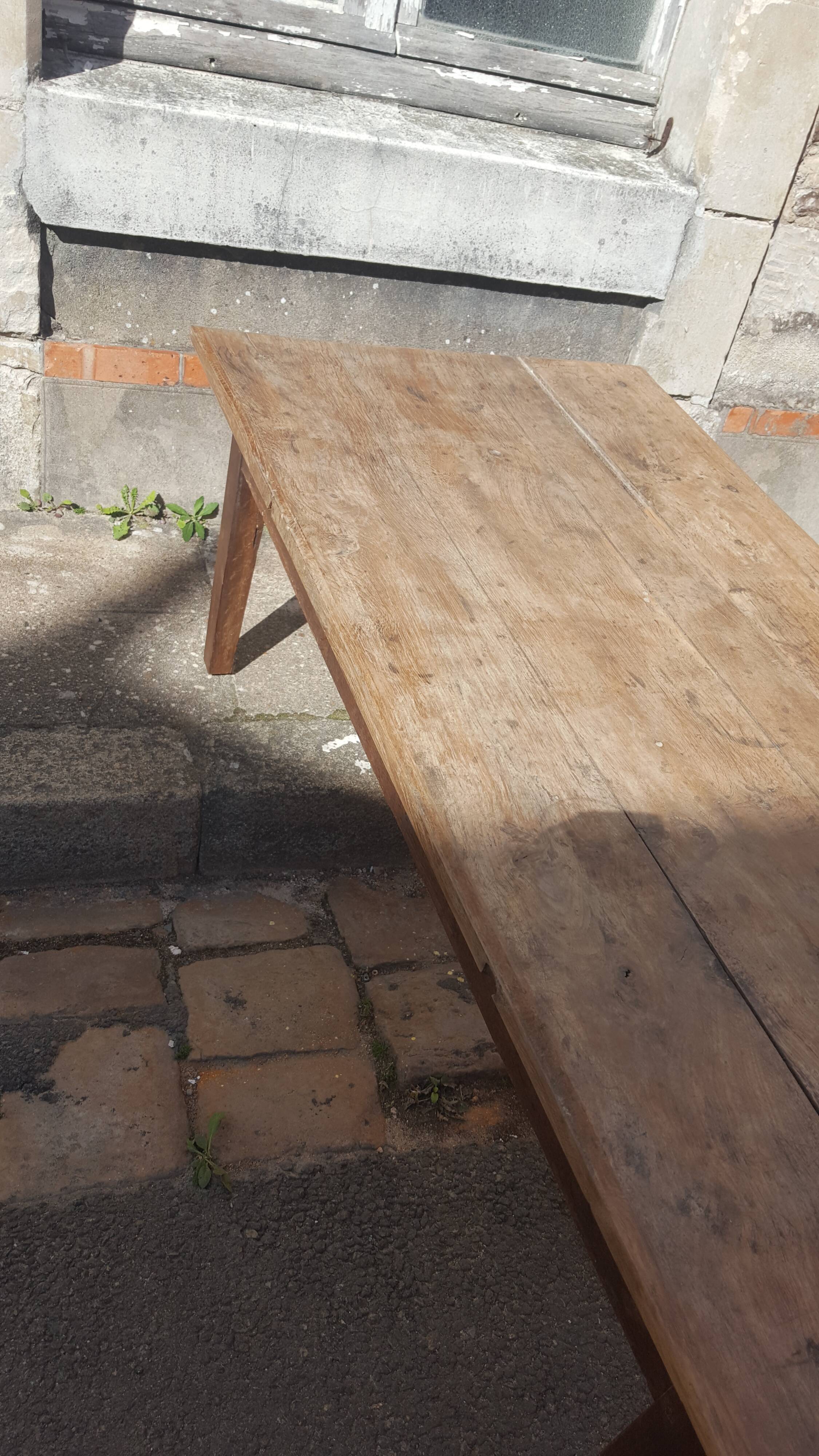 Raw wood farm table coffee table