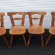 Set of 4 antique Tilburg solid wood brutalist chairs