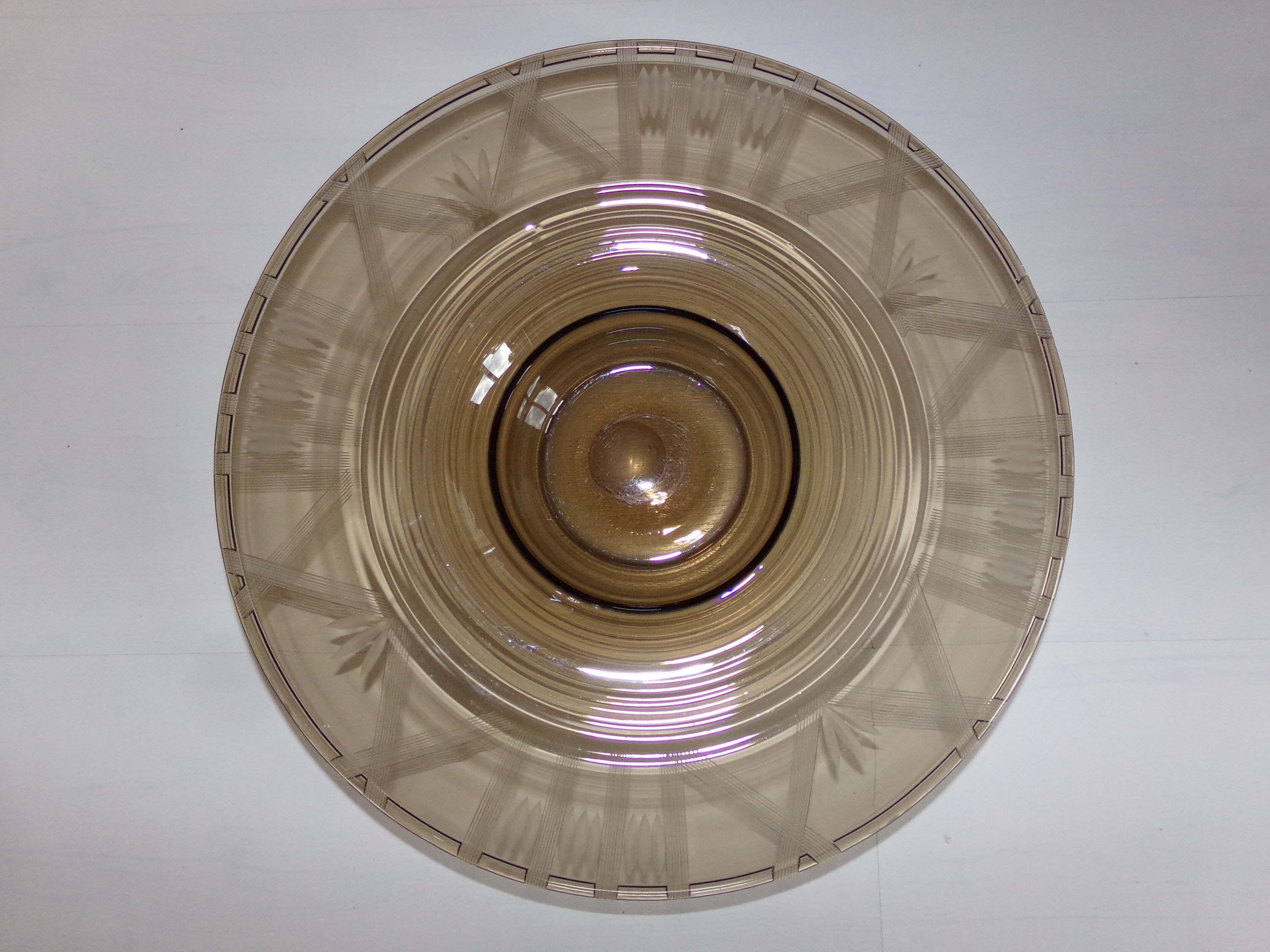 Art deco smoked glass dish or cup