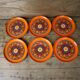6 vintage orange ceramic dessert plates 70's