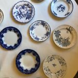 Suite 18 assiettes bleues anciennes et asiatiques décors bleus