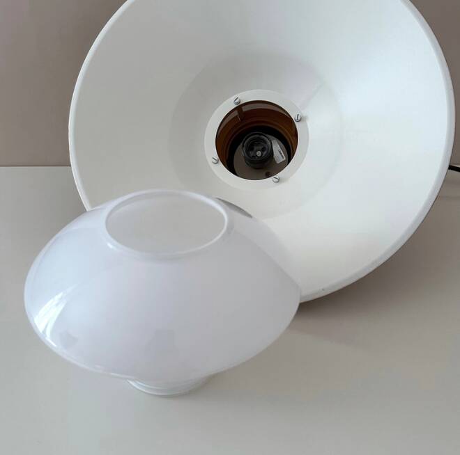 Pair of Industrial hanging lamps by Glashütte Limburg, factory lamp, loft, 1960s modernist, set of 2