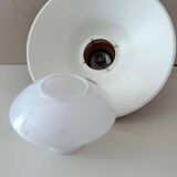 Pair of Industrial hanging lamps by Glashütte Limburg, factory lamp, loft, 1960s modernist, set of 2