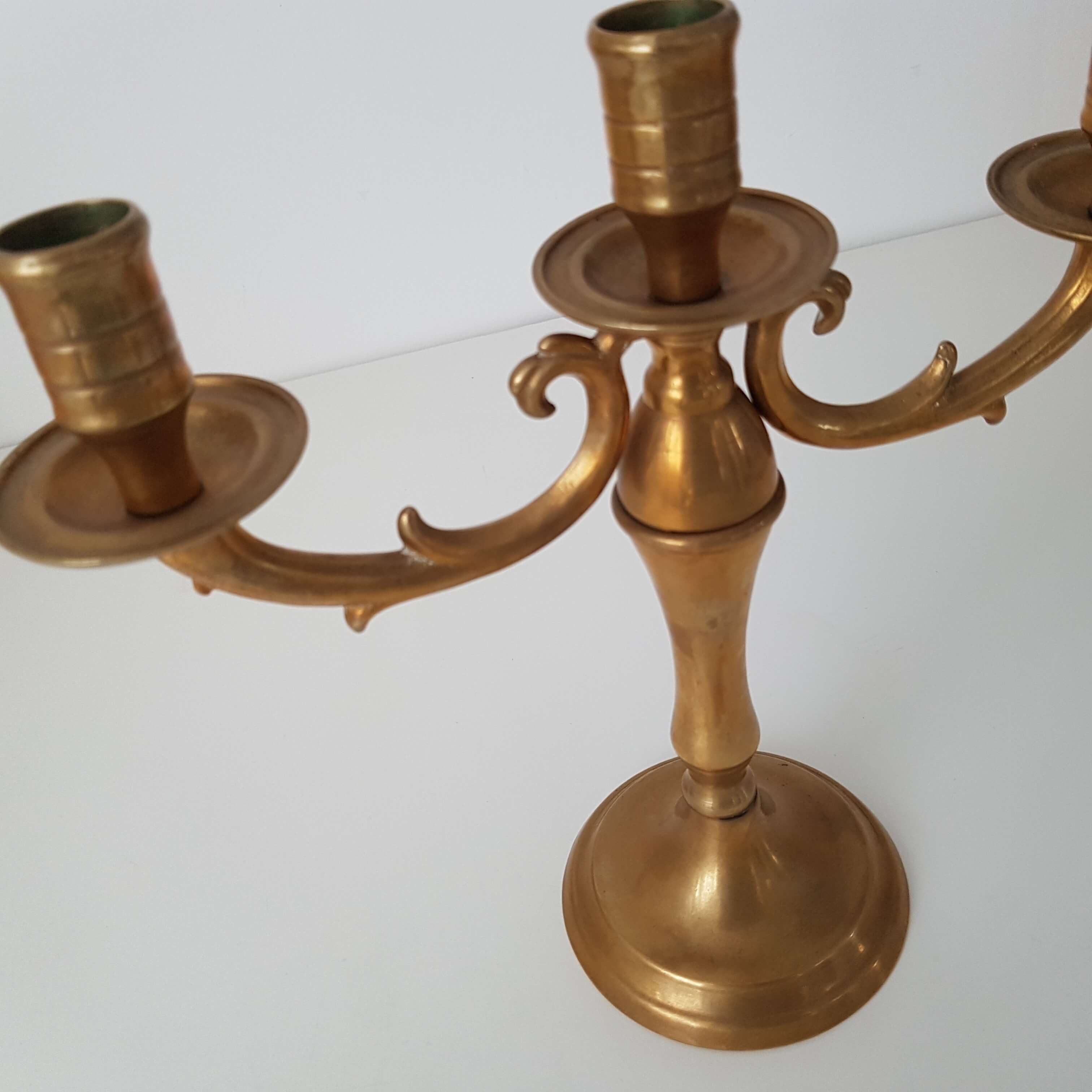 Candlestick old brass 3 branches