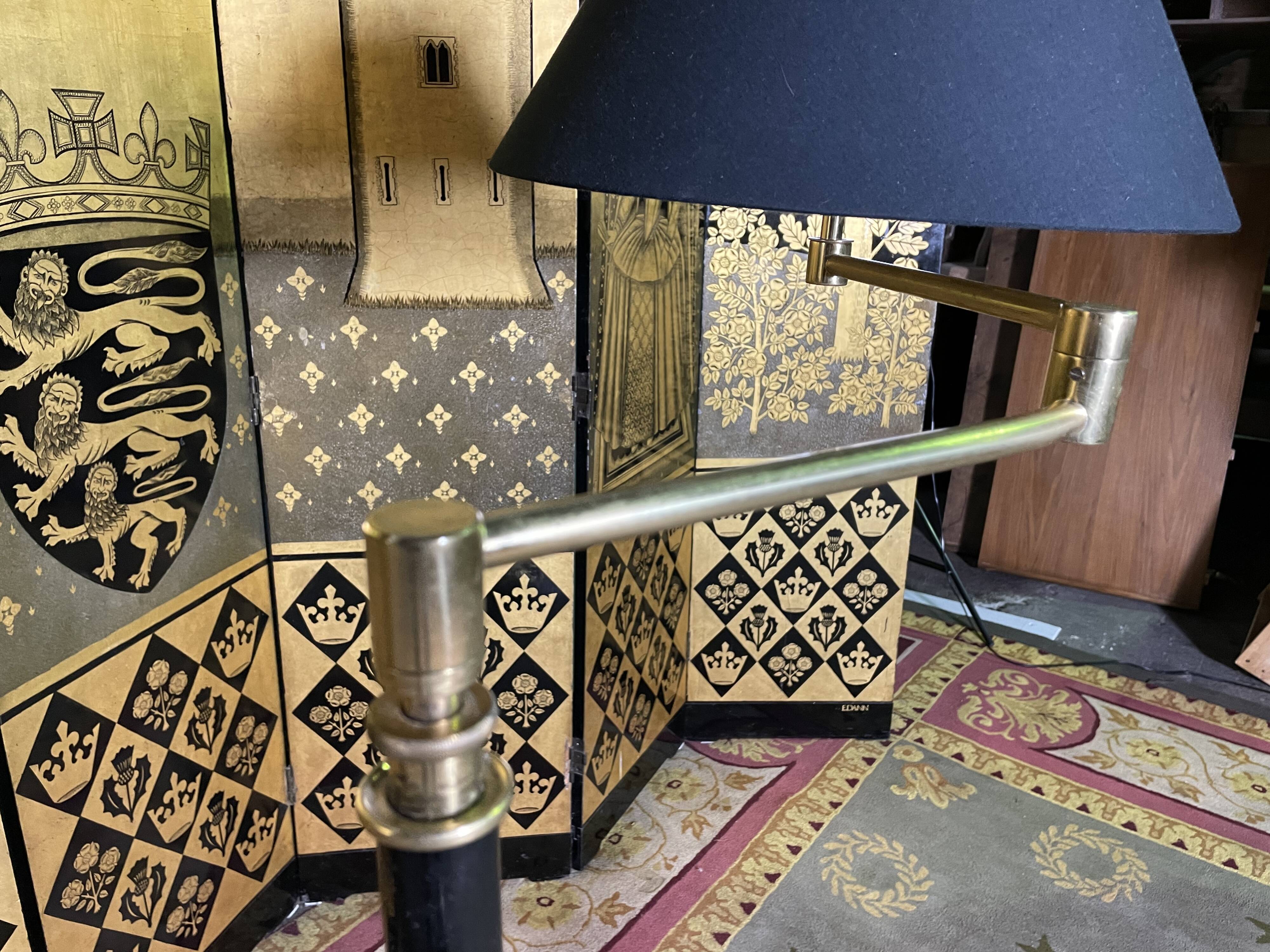 Floor lamp  brass and black iron