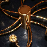 Mid century two-tier brass spiral 12 light chandelier by Helestra, 1970