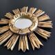 Miroir soleil ancien 1960 bois et plâtre doré 29cm