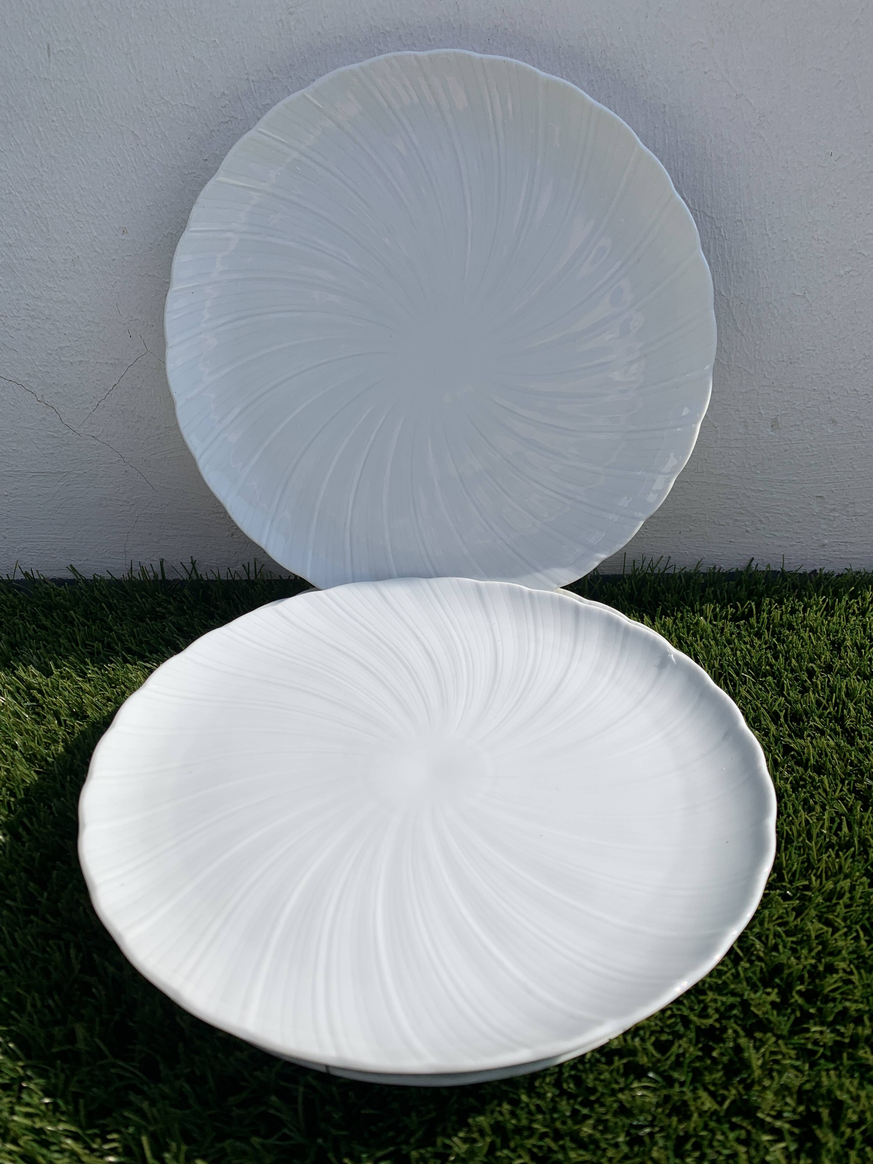 6 dessert plates in Godronnée porcelain from Limoges Bernardaud