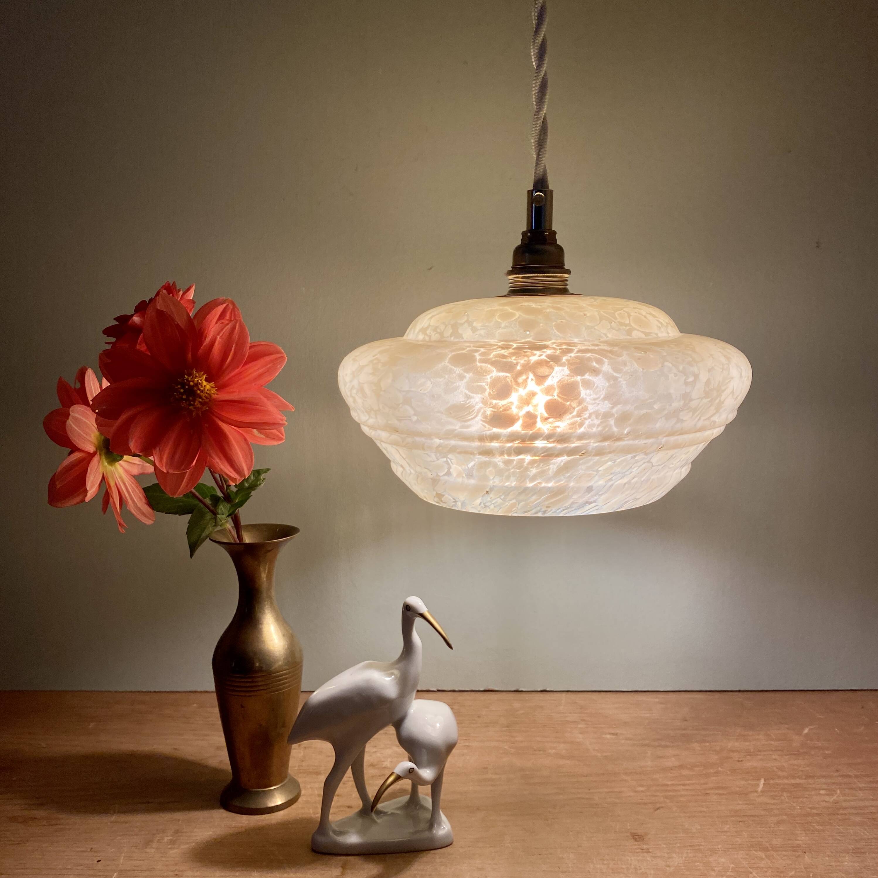 Vintag lampshade pendant light in yellow Clichy glass