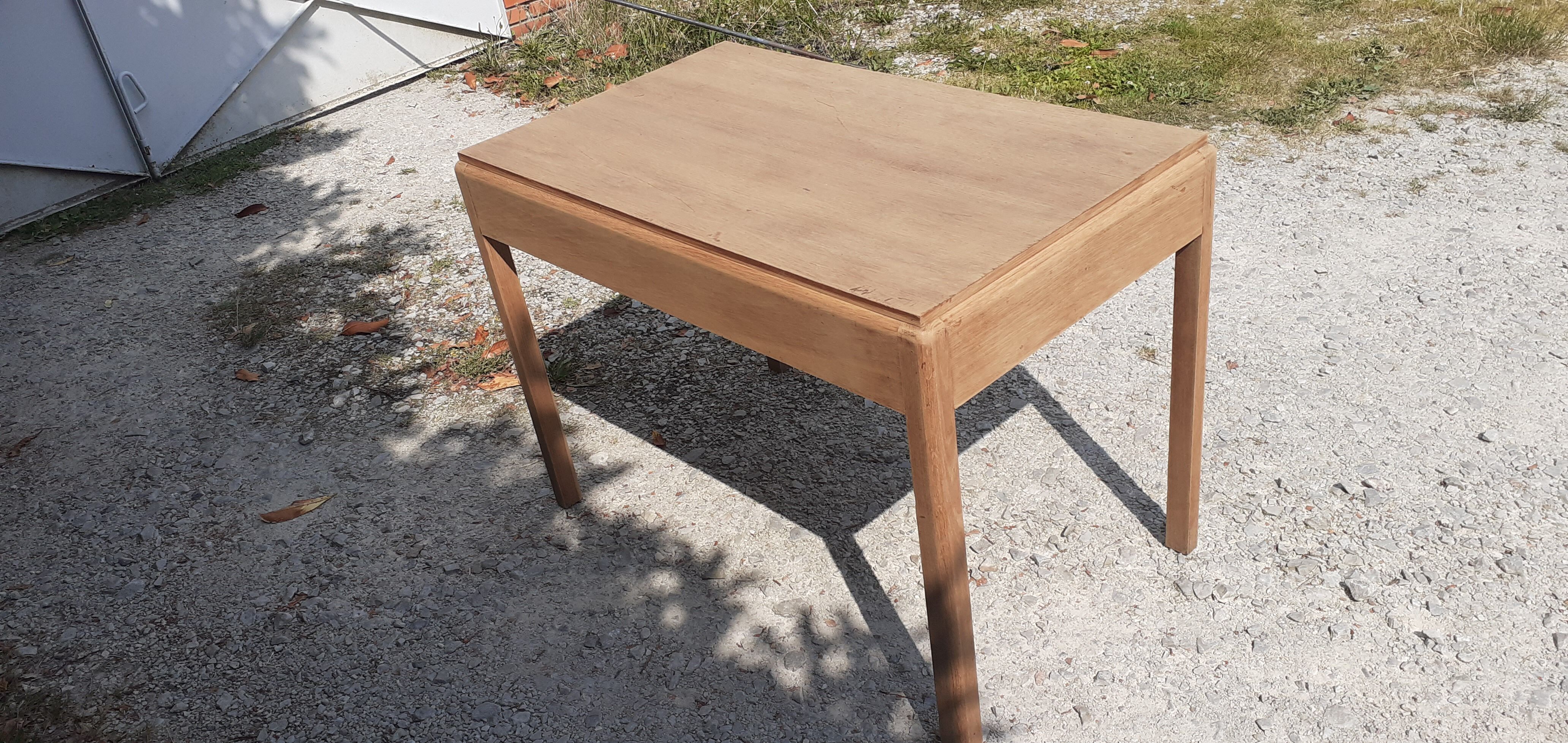 Art deco desk 3 drawers in oak wood raw 30s