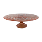 Vintage cake display in pink art deco molded glass
