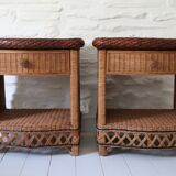 Pair of Wicker Bedside Tables, Vivai Del Sud, design XX Italy