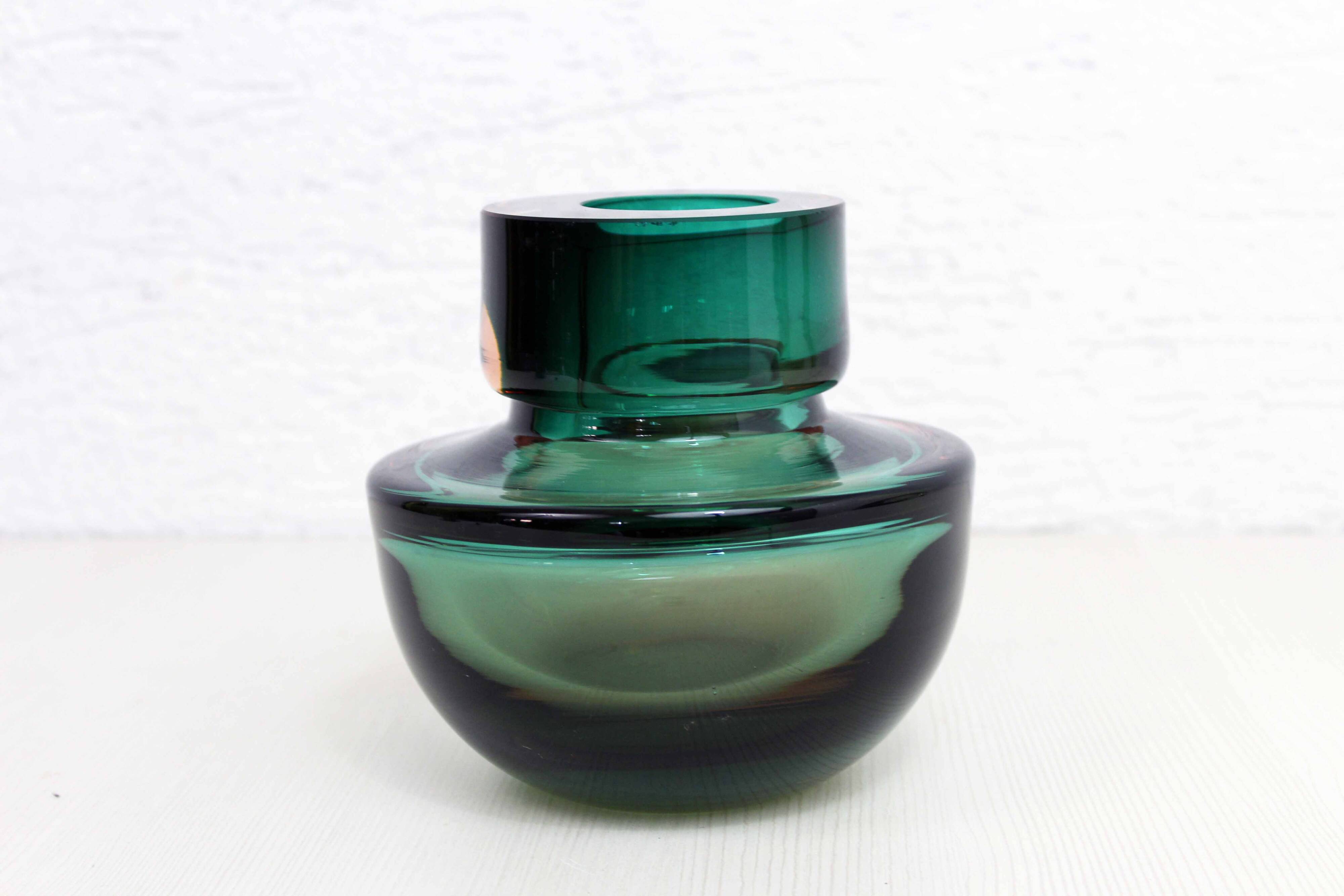 Sommerso vase in green Murano glass 1970