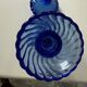 Pair of vintage cobalt blue twisted glass candlesticks h 24.5 cm