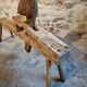 Antique French carpenter's easel – pine and oak carpenter's workbench – 19th century