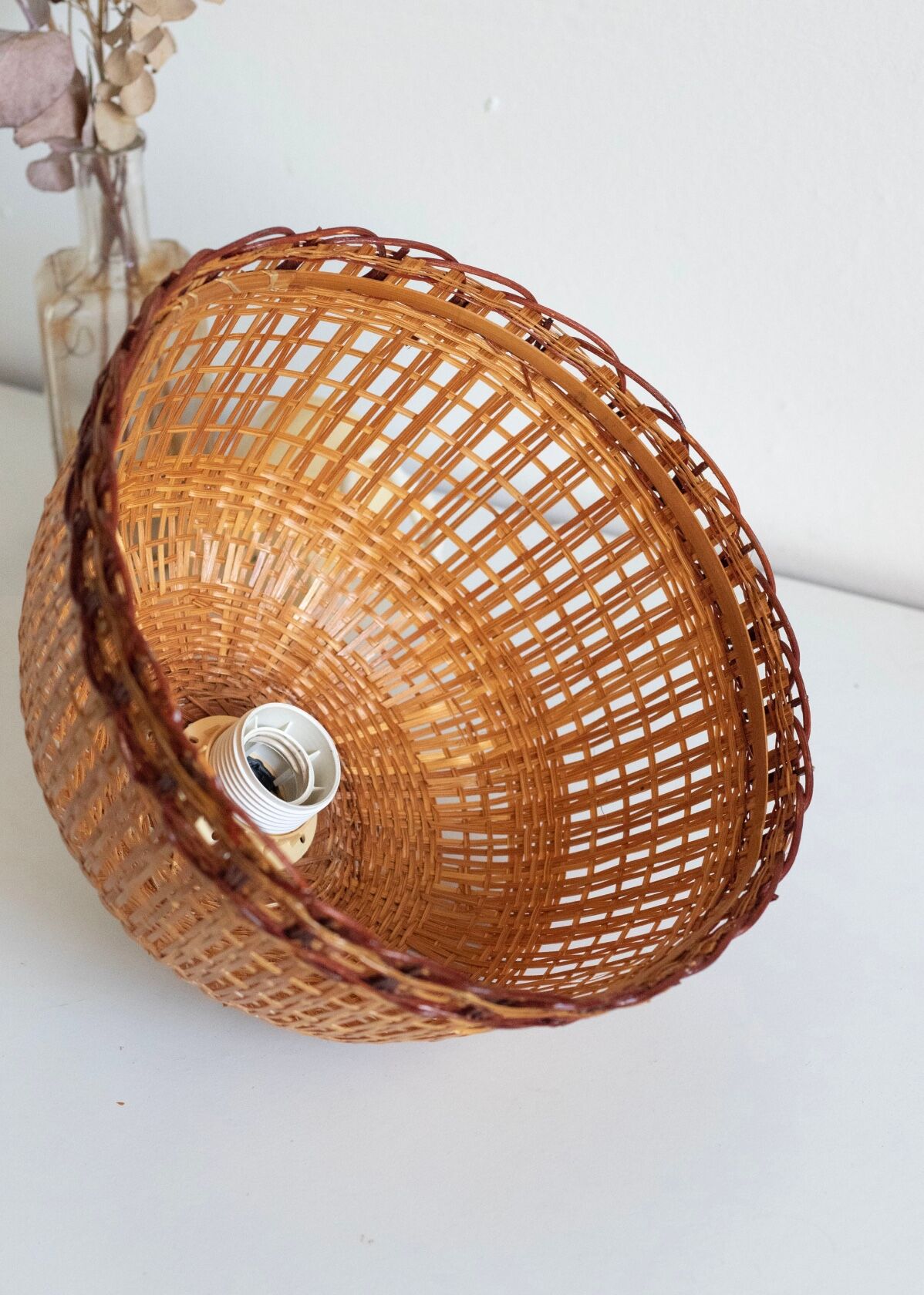 Vintage wicker pendant lamp