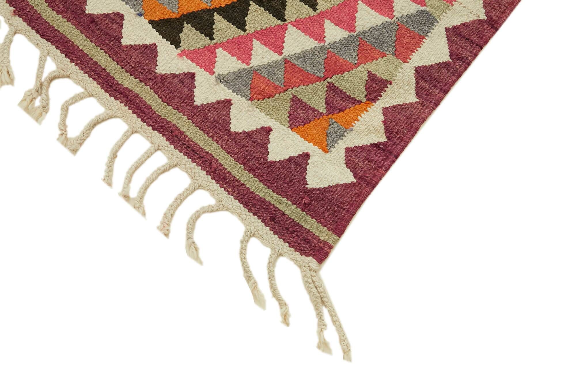 Turkish Handwoven Vintage Herki Kilim 107 cm x 363 cm