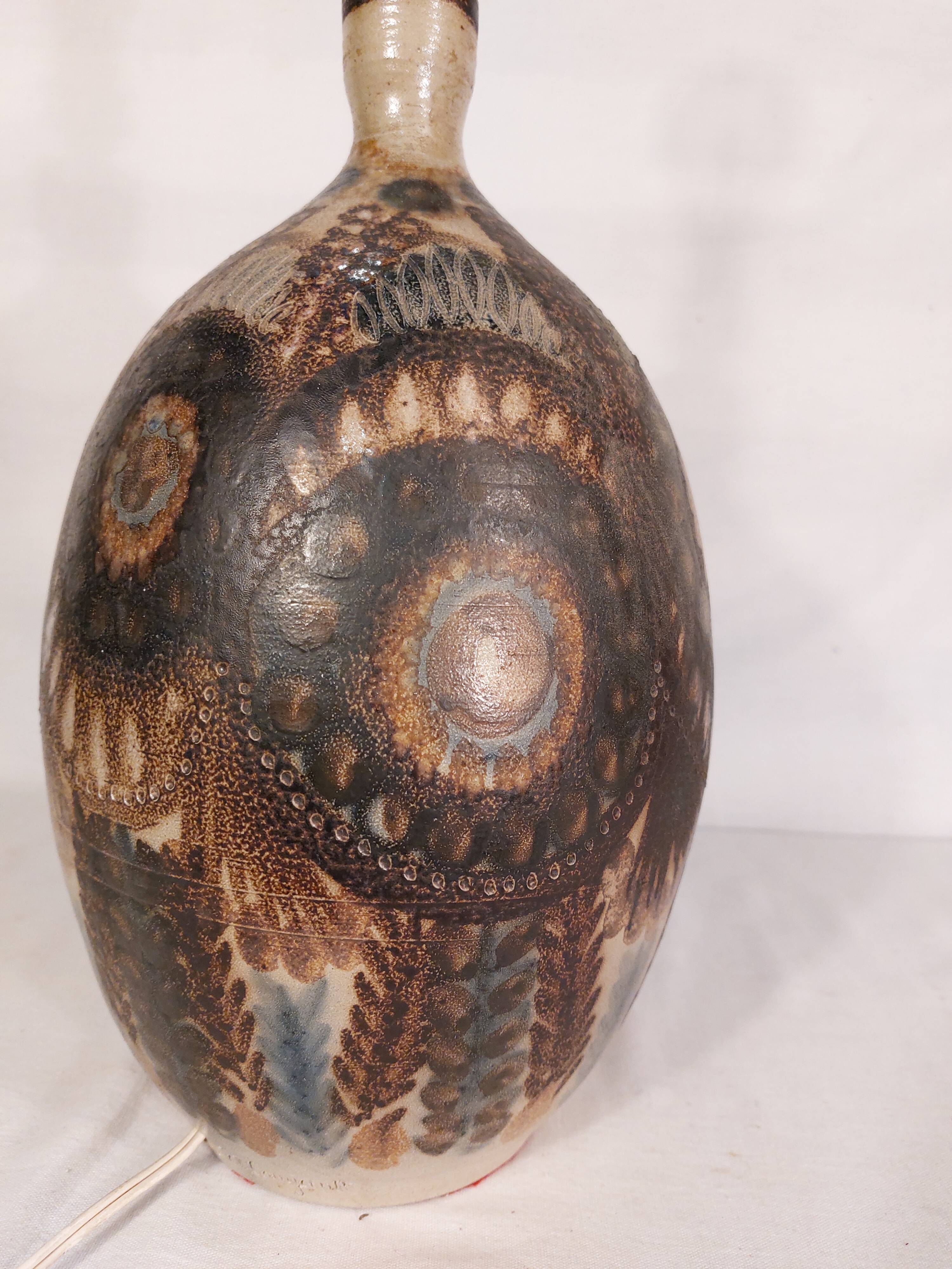 Vintage sandstone lamp base signed JC Courjault - Maison Keraluc - 1960s