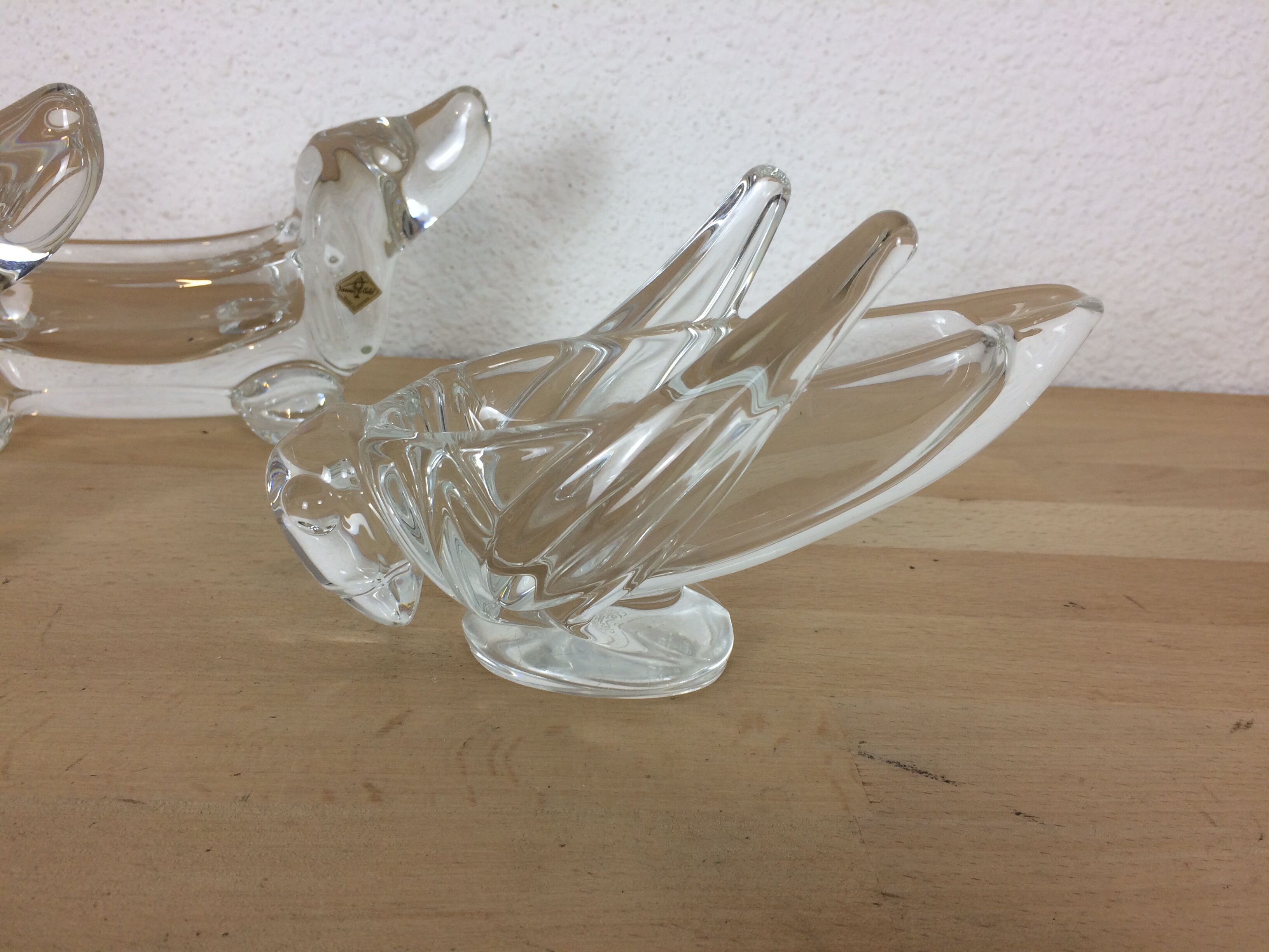 Set of 3 animal cups in vannes crystal, dogs and grasshopper