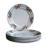 Six Art Deco plates from Badonviller service "Madeleine"
