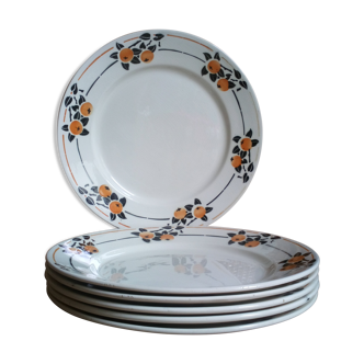 Six assiettes Art-Déco de Badonviller service "Madeleine"