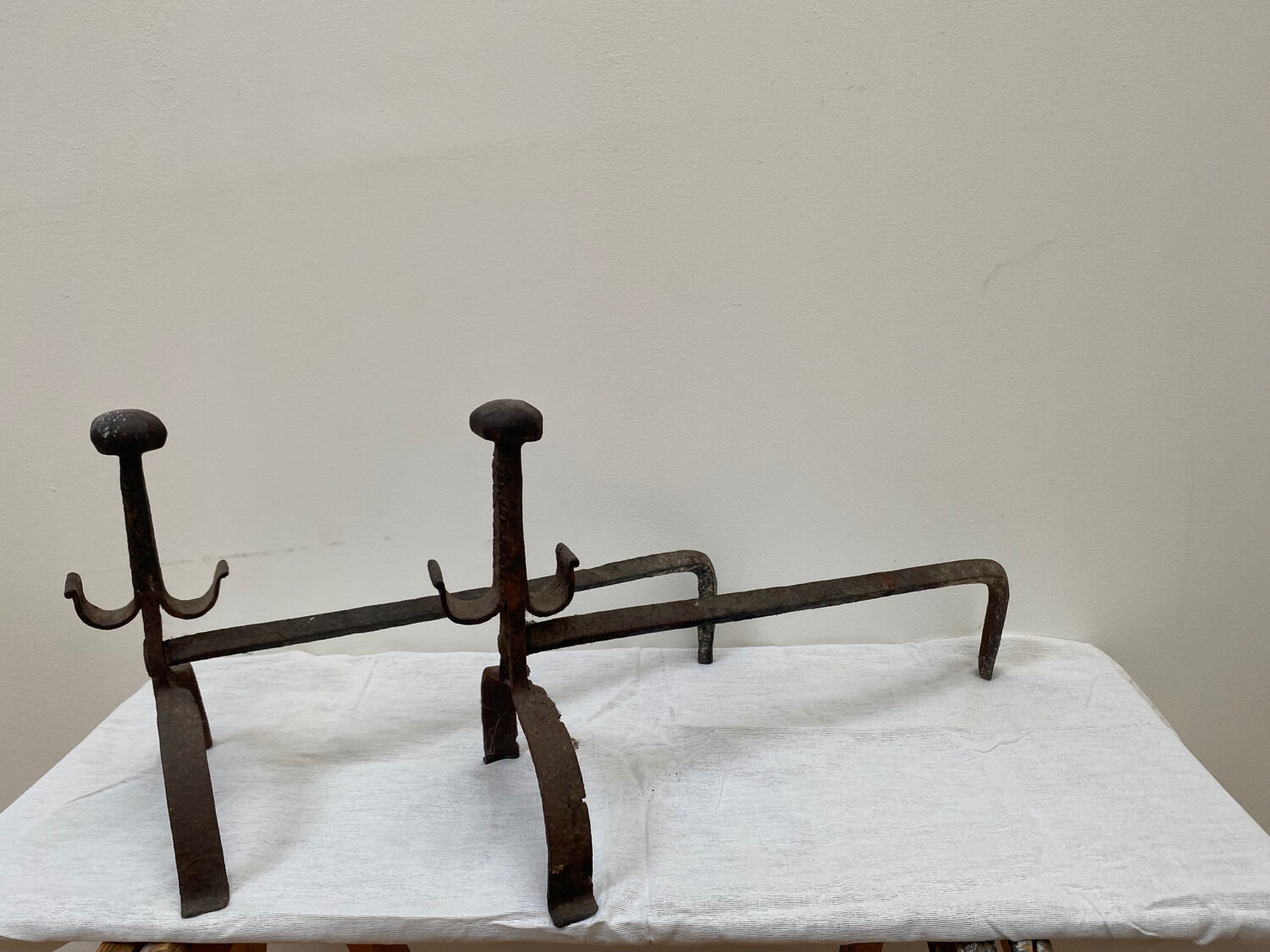 Cast iron fireplace andirons