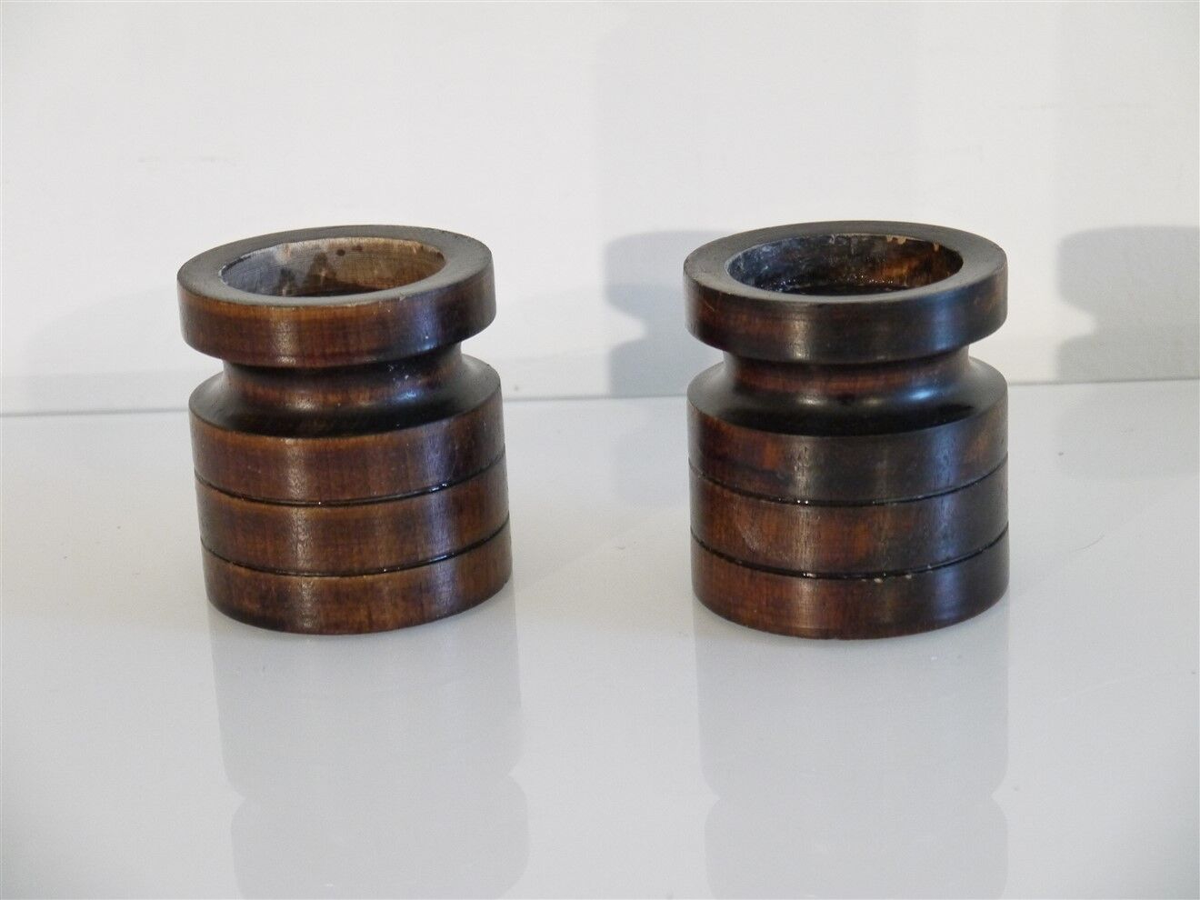 Pair of vintage wooden candle holders