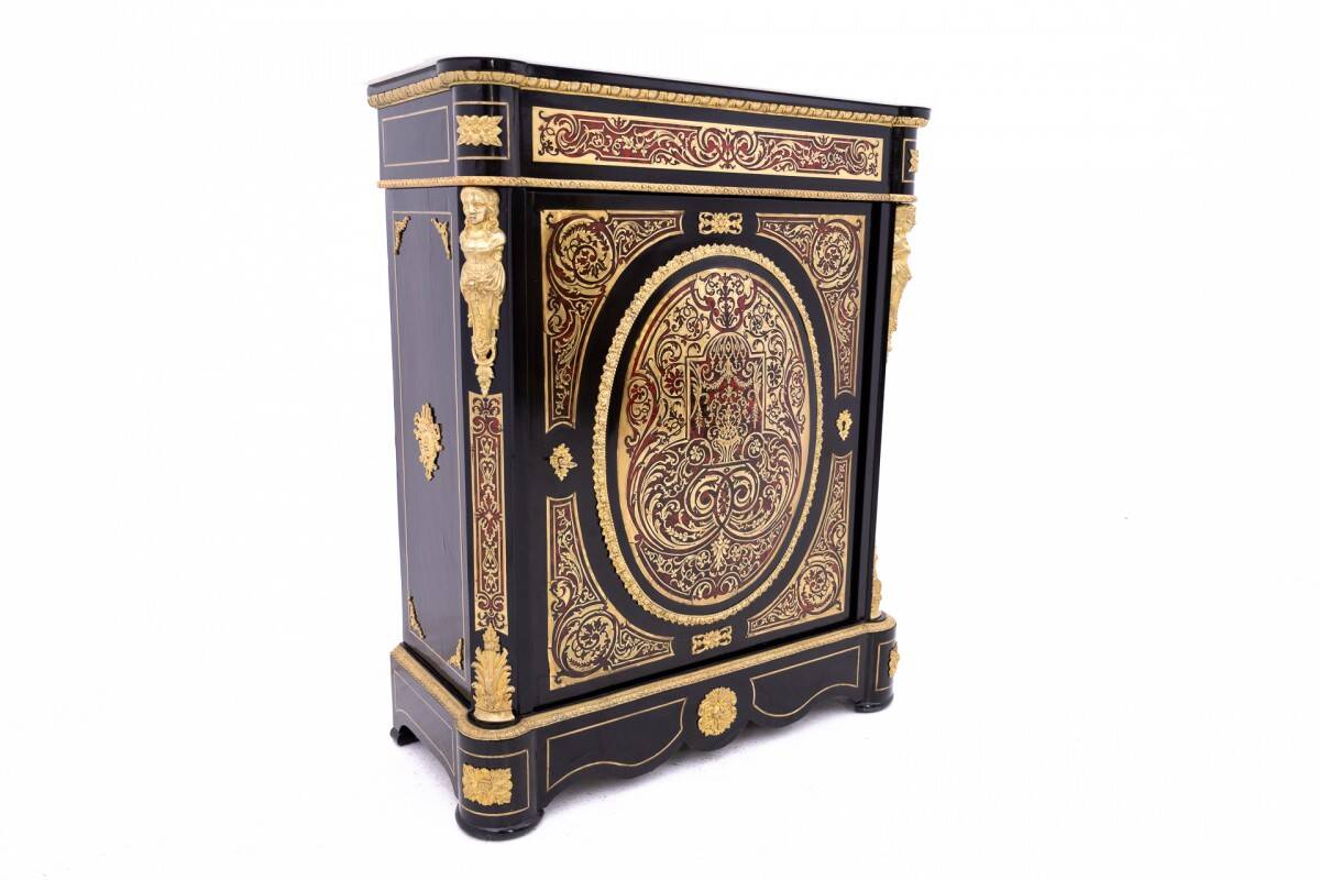 Antique boulle chest of drawers from the mid-19th century, France.
