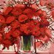 Lithographie originale signée Michel Henry - Bouquet de Coquelicots