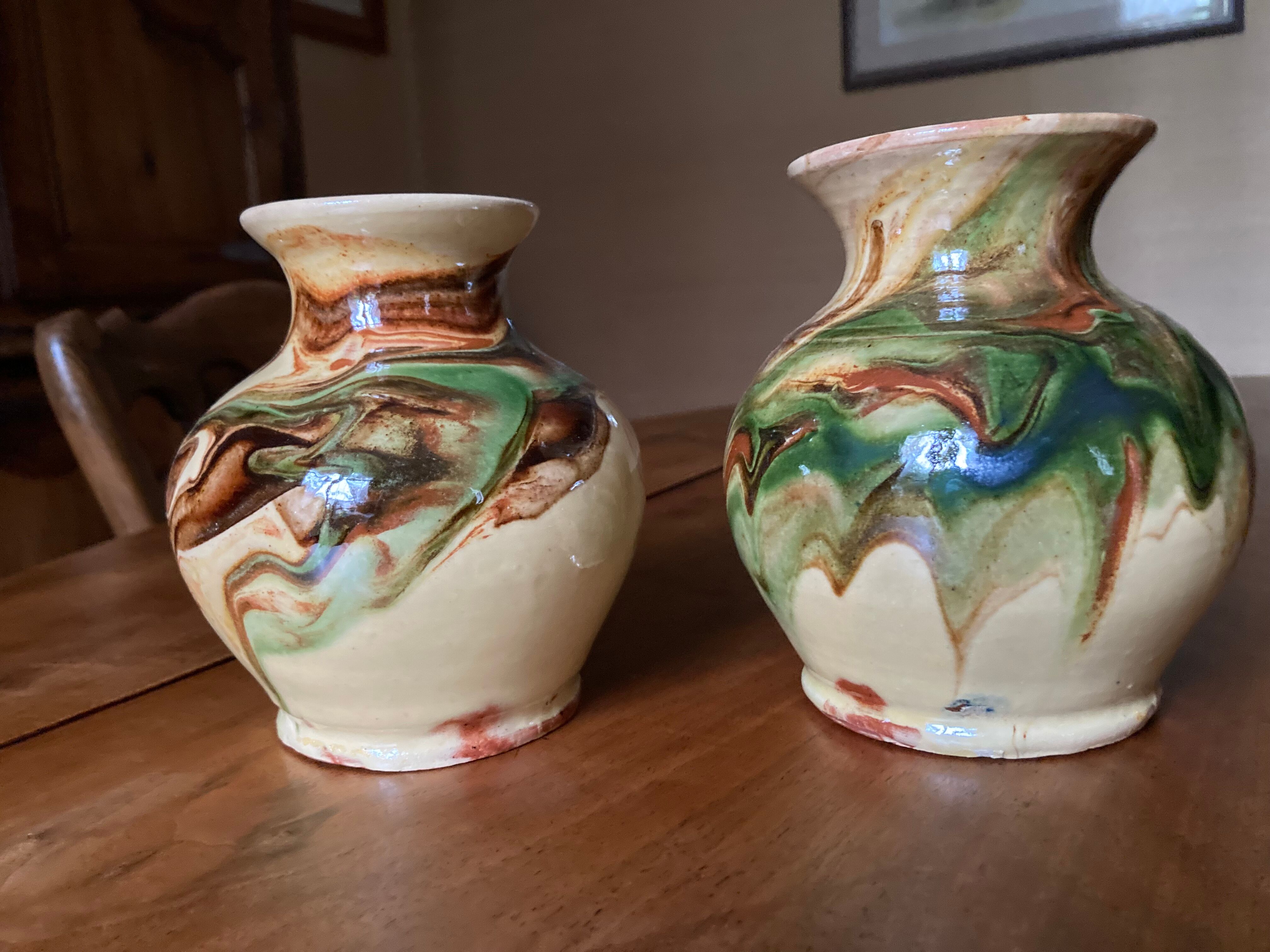 Flamed terracotta vases
