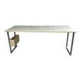 Vintage desk table 1975 in aluminum and melanin by albert rosselli for facomet