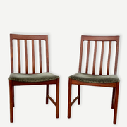 Pair of Scandinavian teak and velvet chairs from the 1960s.