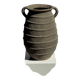 Large oval vase with double handles, featuring raised grey-beige stripes, H42 D28.