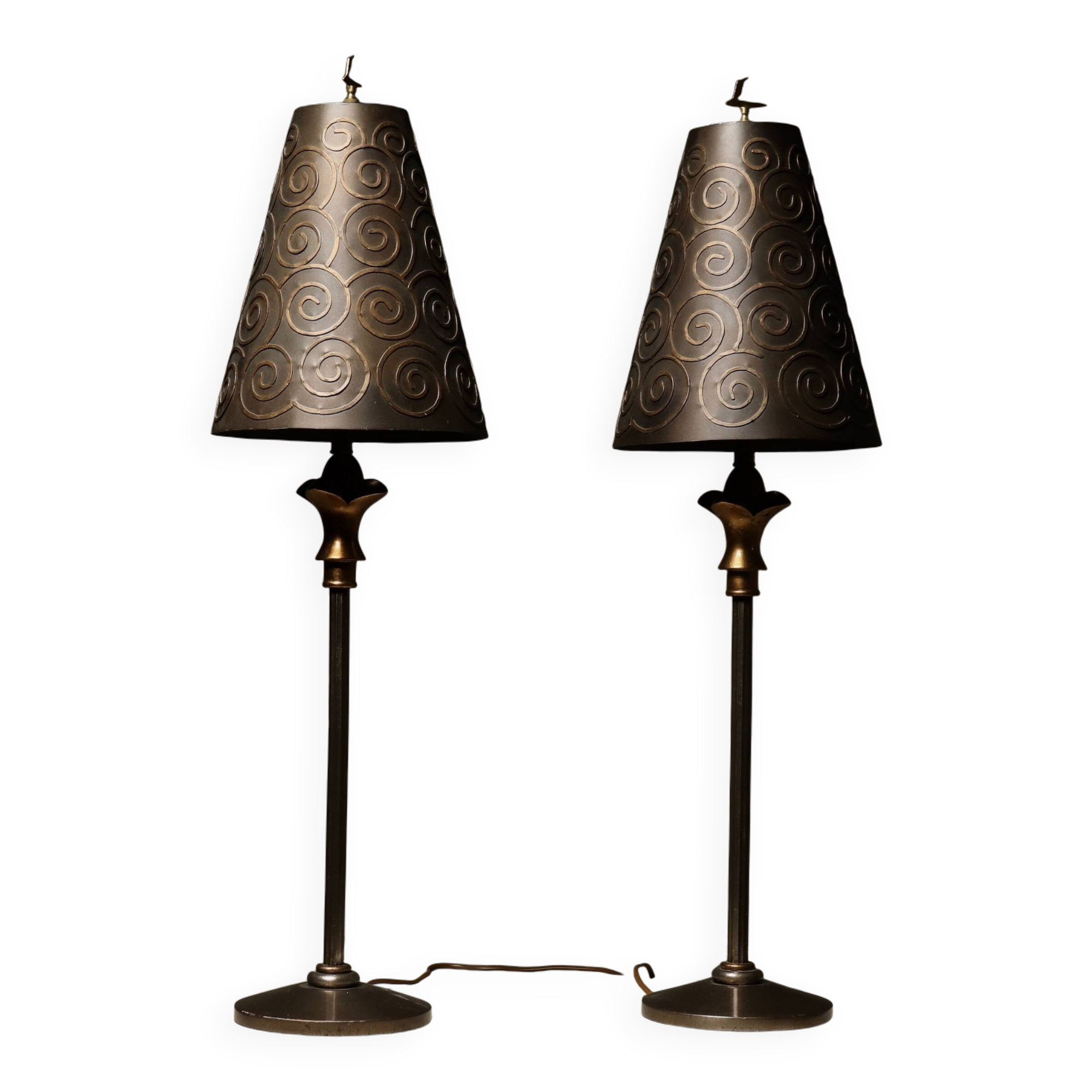 Impressive pair of table lamps by Lam Lee for Leeazanne, 1990s