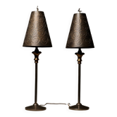 Paire de lampes de table impressionnantes par Lam Lee pour Leeazanne, années 1990.